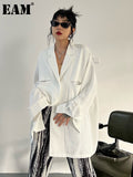 Women White Thin Big Size Casual Long Blouse New Lapel Long Sleeve Loose Fit Shirt Fashion Tide Spring Autumn 2023