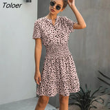Women Leopard Casual Black Summer Ruffle Mini Dresses Buttons Ladies Purple Waisted Fitted Clothing 2022 Womens