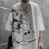 Black Japan T Shirt Loose Summer Oversize T Shirt Women Harajuku Punk Short Sleeves T-shirts Tops Tee Hip Hop T-Shirt for