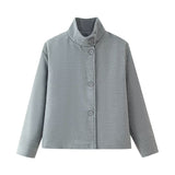 Women's Autumn New Fashion Asymmetric Blending Short Loose Coat