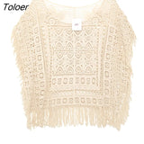 Boho Crochet Chic Lace Top Tassel Batwing Sleeve Loose Casual Beach Blouse Shirt Hollow out Floral Embroidery Women