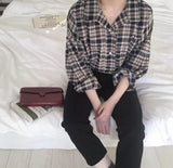 yellow Shirt Oversize female Tops Women Long sleeve Linen Cotton Girls Blouse Autumn Plus Size Women Blouses Plaid