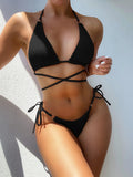 Toloer Single Dress 2023 Bikini Solid Color Sexy Bikini Ladies Split Dress Triangle Bikini B377W-Outfit
