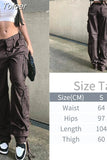 Pockets Cargo Pants Women Straight Loose Wide Leg Mom Jeans Vintage 90S Aesthetic Low Waist Streetwear Baggy Denim