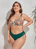Size Printed V-Neck Drawstring Bikini