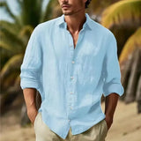 Men's Linen Shirt Button Shirt Summer Beach Shirt Pure