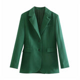 PUWD Casual Woman Green Long Sleeve Blazer 2021 Spring Fashion Ladies Loose Streetwear Outwear Female Elegant Solid Button