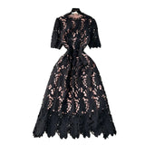 Spring Dress 2025 New Women's Spring And Autumn Heavy Industry Water-Soluble Lace Lace-In-Air Mid-Change Dress Vacation