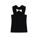 Homemade New Women's Oceaned Seam-Time Casual Golden T-M�Ling Hanging Neck