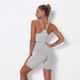 Fitness Set 2pcs Women Vital Workout Suit Sport Wear Gym Clothing Sexy Booty Shorts Bra High Waist Leggings Sports