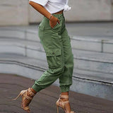 Yskkt Cargo Pants Women High Waist Spring Autumn Pocket Slim Sweatpants Fashion Streetwear Long Overalls Pant Elastics