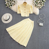 Products For Women's Fashion Sets Stand-Neck Single Buckle Short Top Two Sets Of High-Rise Skirt