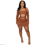 Women's Fashion Sexy Hottie Slings With Libbon Sleeves And Busty Short