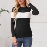 Wish Autumn And Winter Explosion Women's Clothing Women's Knitted Long-Sleeved Color Repair
