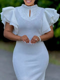 Women's 2025 New Fashion Sexy Sexy Leaf Sleeve Clam Party Dinner Dresses African