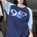 Star Graphic Raglan Short Sleeve Oversized Tee-Outfit
