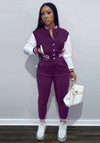 Contrast Color Cropped Top and Pants