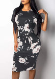 Printed Elegant O-Neck Short Sleeves Midi
