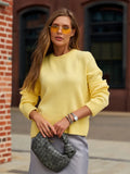Autumn And Winter Hot Sale Thick Short Round Neck Solid Color Sweater Bum Basic Women's