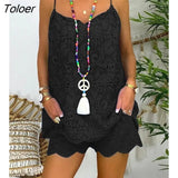 Women Eyelet Embroidery Tassel Top & Shorts Set Women Two Piece Sleeveless Shorts Suit Casual Loose Clothes 2023