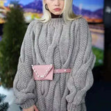 Women Sweater 2021 Autumn Winter Loose Oversized Warm Twist Knitted Pullovers Fashion Solid Causal Tops Knitwear Sweet