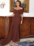 Detail Cascading Off-Shoulder Fishtail