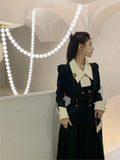 Piece Dress Set Women Casual Elegant Vintage Black Midi Dress Korean Clothes Y2k Crop Top Short Coats + Skirt 2023 Spring