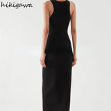 Dresses for Women O-neck Sleeveless Knitted Robe Vestido Feminino Temperament Bodycon Maxi Dress 2023 Vestidos De