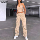 Punk Chain Bandage Wide Leg Pants 90s Baggy Pant Women Oversize Low Rise Y2k Academic Pants Streetwear E-girl