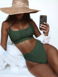 Toloer Single Swimsuit 2023 Split Swimsuit Sexy Swimsuit Solid Color High Waist Bikini B696K-Outfit
