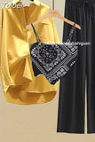 New Elegant Women's Pants Suit Sunscreen Chiffon Shirt Vest Black Trousers Triangle Fashionable Casual
