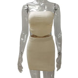 Summer Sexy Hottie Set Knitted Side Open Umbilled Breast Bag Hip Dress