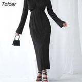 Luxury Elegant Dresses Women Summer Pleated Party Dress Lady Slim Long Sleeve Midi Dress Evening Stretch 2022 Robe