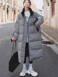 2022 Winter Long Jacket Warm Sonw Coat Women Plaid Puffer Jacket Cotton Padded Parkas Thick Loose Female Windproof