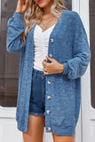 Button Down Dropped Shoulder V-Neck