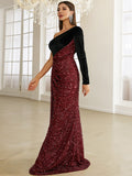 Sequin Ruched One-Shoulder