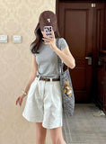 High-Waisted Broad-Legged Denim Shorts Women's Summer Narrow Version Of Small Straight-Tipped Trousers To Make Old Thin Five-Point