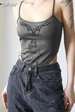 Cyber Y2k Printed Spaghetti Strap Bodysuit Sexy Backless Tank Tops Women 2023 Summer Clothes Streetwear