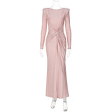 Women's Evening Dress 2025 Summer New Fashion Temperament Dress With A Round-Neck Long-Sleeved