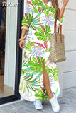 For Women 2023 Spring Summer Casual Loose Print Long Shirt Dress Button Up Long Sleeve Midi Elegant Vintage
