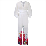 Set 2025 New Female V-Neck Bat Sleeve Chiffon Shirt