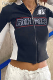 Print Fashion Y2K Jackets Long Sleeves Patchwork Turn Down Neck Coats Streetwear Autumn Cute Zip Up