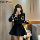 Temperament Outfits Fashion 2 Piece Sets Women Cropped Jackets High Waist Pleated Mini Skirt Suit Korean Elegant Set Y2k