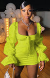Vintage Puff Sleeve Square Mini