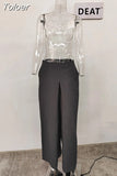 Fashion Women's Pants Loose Hight Waist Straight Solid Color Wid-leg Floor-length Cotton Trousers Summer 2023 New