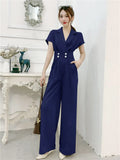 Jumpsuits Woman Dolka Pot High Waist V-neck Chiffon Loose Skinny Elegant