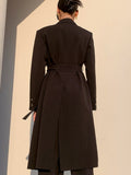Fashion Women's Trench Coat New Laple Loose Patchwork Single Button Long Sleeve Windbreaker Female Autumn 2023
