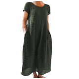 Solid-Color Retro Loose Cotton Dress Direct