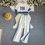 Summer Loose Short-Sleeved Blouse Wide Leg Trousers Two-Set Sports And Leisure Suit