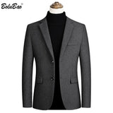 Brand Men Wool Blend Blazers Autumn Men High Quality Fashion Solid Color Suit Jacket Slim Casual Wool Blazer